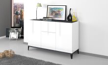 Sideboard >Rovigo< in Weiß Hg. / Schiefer - 120x82x40cm (BxHxT)