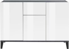 Sideboard >Rovigo< in Weiß Hg. / Schiefer - 120x82x40cm (BxHxT)