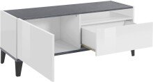 TV-Board >Rovigo< in Weiß Hg. / Schiefer - 120x47x40cm (BxHxT)