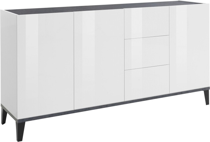 Sideboard >Rovigo< in Weiß Hg. / Schiefer - 160x82x40cm (BxHxT)