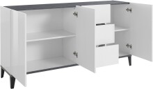 Sideboard >Rovigo< in Weiß Hg. / Schiefer - 160x82x40cm (BxHxT)