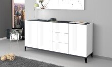 Sideboard >Rovigo< in Weiß Hg. / Schiefer - 160x82x40cm (BxHxT)