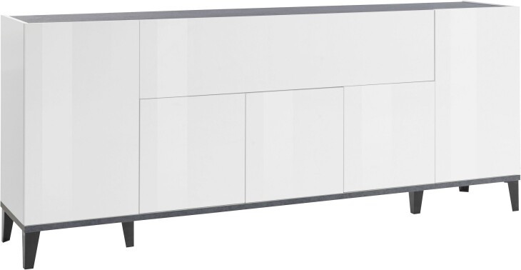 Sideboard >Rovigo< in Weiß Hg. / Schiefer - 200x82x40cm (BxHxT)