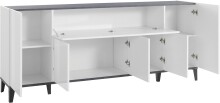 Sideboard >Rovigo< in Weiß Hg. / Schiefer - 200x82x40cm (BxHxT)
