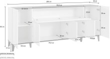 Sideboard >Rovigo< in Weiß Hg. / Schiefer - 200x82x40cm (BxHxT)