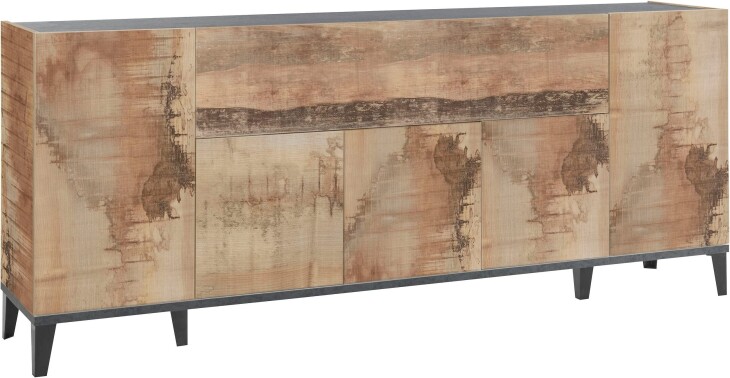 Sideboard >Rovigo< in Pereira Ahorn / Schiefer  - 200x82x40cm (BxHxT)