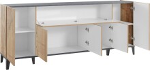 Sideboard >Rovigo< in Pereira Ahorn / Schiefer  - 200x82x40cm (BxHxT)