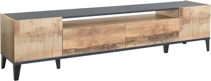 TV-Board >Rovigo< in Pereira Ahorn / Schiefer - 200x47x40cm (BxHxT)