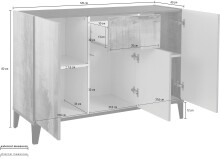Sideboard >Rovigo< in Weiß Hg. / Pereira Ahorn - 120x82x40cm (BxHxT)