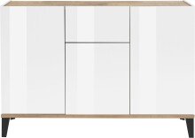 Sideboard >Rovigo< in Weiß Hg. / Pereira Ahorn - 120x82x40cm (BxHxT)