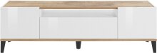 TV-Board >Rovigo< in Weiß Hg. / Pereira Ahorn - 160x47x40cm (BxHxT)