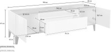 TV-Board >Rovigo< in Weiß Hg. / Pereira Ahorn - 160x47x40cm (BxHxT)