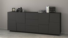 Sideboard >Bitonto< in Anthrazit matt - 200x86x44cm (BxHxT)