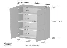 Hochkommode >Bitonto< in Anthrazit matt - 120x126x44cm (BxHxT)