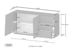 Sideboard >Bitonto< in Anthrazit matt - 180x86x44cm (BxHxT)