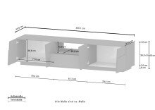 TV-Board >Bitonto< in Anthrazit matt - 220x46x44cm (BxHxT)