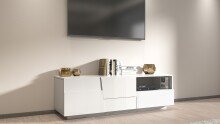 TV-Board >Bitonto< in Weiß Hochglanz - 150x46x44cm (BxHxT)