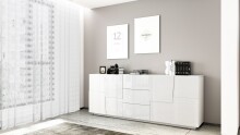 Sideboard >Bitonto< in Weiß Hochglanz - 200x86x44cm (BxHxT)