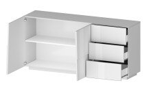 Sideboard >Bitonto< in Weiß Hochglanz - 180x86x44cm (BxHxT)