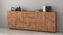 Sideboard >Bitonto< in Wotan Eiche Dekor - 200x86x44cm (BxHxT)