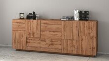 Sideboard >Bitonto< in Wotan Eiche Dekor - 200x86x44cm (BxHxT)