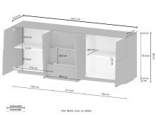 Sideboard >Bitonto< in Wotan Eiche Dekor - 200x86x44cm (BxHxT)