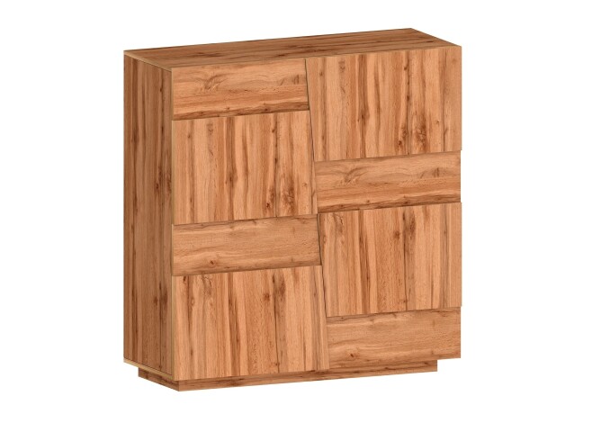 Hochkommode >Bitonto< in Wotan Eiche Dekor - 120x126x44cm (BxHxT)