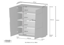 Hochkommode >Bitonto< in Wotan Eiche Dekor - 120x126x44cm (BxHxT)