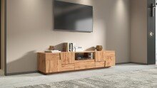 TV-Board >Bitonto< in Wotan Eiche Dekor - 220x46x44cm (BxHxT)