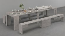 Essbank >Pachino< (2er-Set) in Bronx Beton - 66/290x45x25cm (BxHxT)