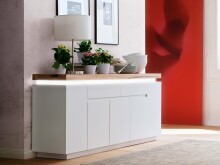 Sideboard >Lisa< in Weiß matt aus Massivholz - 200x81x40cm (BxHxT)