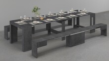 Essbank >Pachino< (2er-Set) in Schiefer - 66/290x45x25cm (BxHxT)
