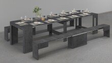 Essbank >Pachino< (2er-Set) in Schiefer - 66/290x45x25cm (BxHxT)