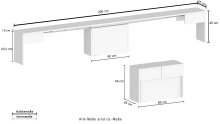 Essbank >Pachino< (2er-Set) in Weiß Hg. - 66/290x45x25cm (BxHxT)