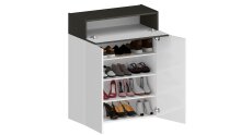 Schuhkommode >Portici< in Weiß Hg. / Schiefer  - 76x100x35cm (BxHxT)