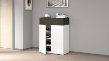 Schuhkommode >Portici< in Weiß Hg. / Schiefer  - 76x100x35cm (BxHxT)
