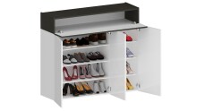 Schuhkommode >Portici< in Weiß Hg. / Schiefer  - 114x100x35cm (BxHxT)