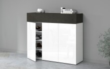 Schuhkommode >Portici< in Weiß Hg. / Schiefer  - 114x100x35cm (BxHxT)