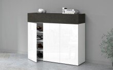 Schuhkommode >Portici< in Weiß Hg. / Schiefer  - 114x100x35cm (BxHxT)