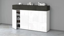 Schuhkommode >Portici< in Weiß Hg. / Schiefer  - 152x100x35cm (BxHxT)
