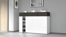 Schuhkommode >Portici< in Weiß Hg. / Schiefer  - 152x100x35cm (BxHxT)