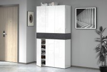 Schuhschrank >Portici< in Weiß Hg. / Schiefer - 114x200x35cm (BxHxT)