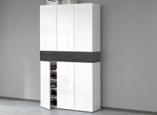 Schuhschrank >Portici< in Weiß Hg. / Schiefer - 114x200x35cm (BxHxT)