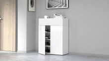 Schuhkommode >Portici< in Weiß Hg. / Weißlärche - 76x100x35cm (BxHxT)