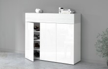 Schuhkommode >Portici< in Weiß Hg. / Weißlärche - 114x100x35cm (BxHxT)