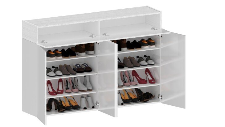 Schuhkommode >Portici< in Weiß Hg. / Weißlärche - 152x100x35cm (BxHxT)