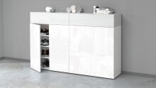 Schuhkommode >Portici< in Weiß Hg. / Weißlärche - 152x100x35cm (BxHxT)