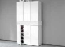 Schuhschrank >Portici< in Weiß Hg. / Weißlärche - 114x200x35cm (BxHxT)