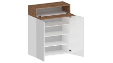 Schuhkommode >Portici< in Weiß Hg. / Wotan Eiche - 76x100x35cm (BxHxT)