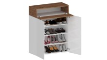 Schuhkommode >Portici< in Weiß Hg. / Wotan Eiche - 76x100x35cm (BxHxT)